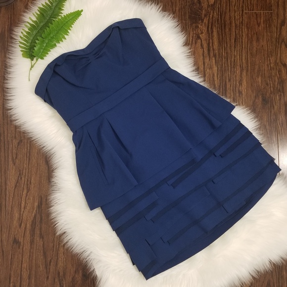 BCBGMaxAzria Dresses & Skirts - BCBGMaxazria Blue Strapless Heartshaped Mini Dress Wedding Blue Cocktail Layerd
